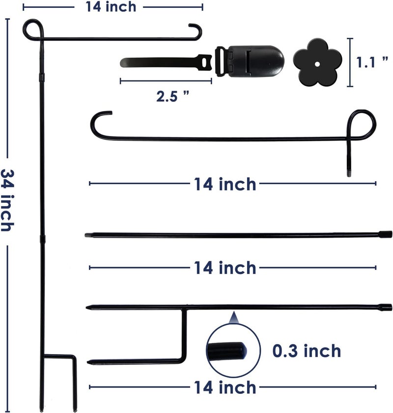 ESTTOP Garden Flag Stand, Thickened Pole Sturdy Straight Premium Metal Yard Flag Holder Weather-Proof Flagpole with Clip and Stopper for Seasonal Christmas Garden Flag, Outdoor Decor Decoration - Image 5
